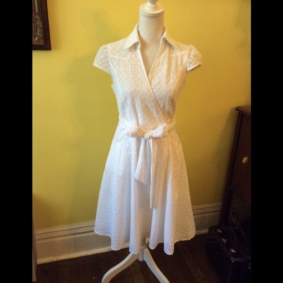 INC International Concepts Dresses & Skirts - Cute INC White Eyelet Wrap Dress size 8P